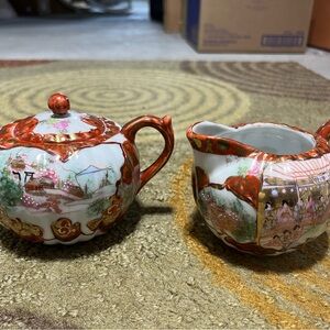 Hand-Painted Ceramic Tea Set Rose Medallion